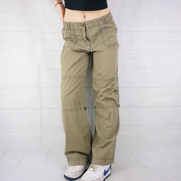 🍓Y2K KHAKI GREEN CARGO HIKING TECH PANTS🍓 - Picture 1 of 4